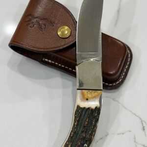 Browning Stag Handle Knife with Brown Sheath